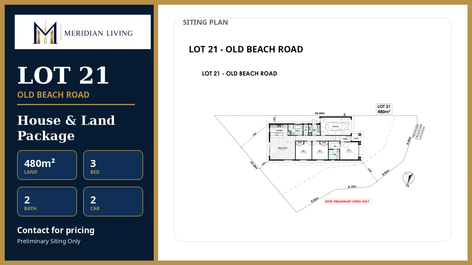 Lot 21 Old Beach Road — House and Land Package, 480m² with 3 bedrooms