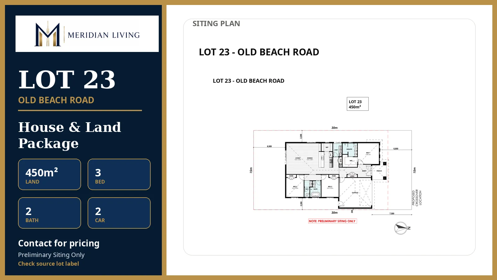 Lot 23 Old Beach Road — House and Land Package, 450m² with 3 bedrooms