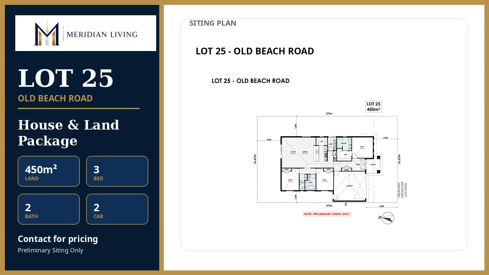 Lot 25 Old Beach Road — House and Land Package, 450m² with 3 bedrooms