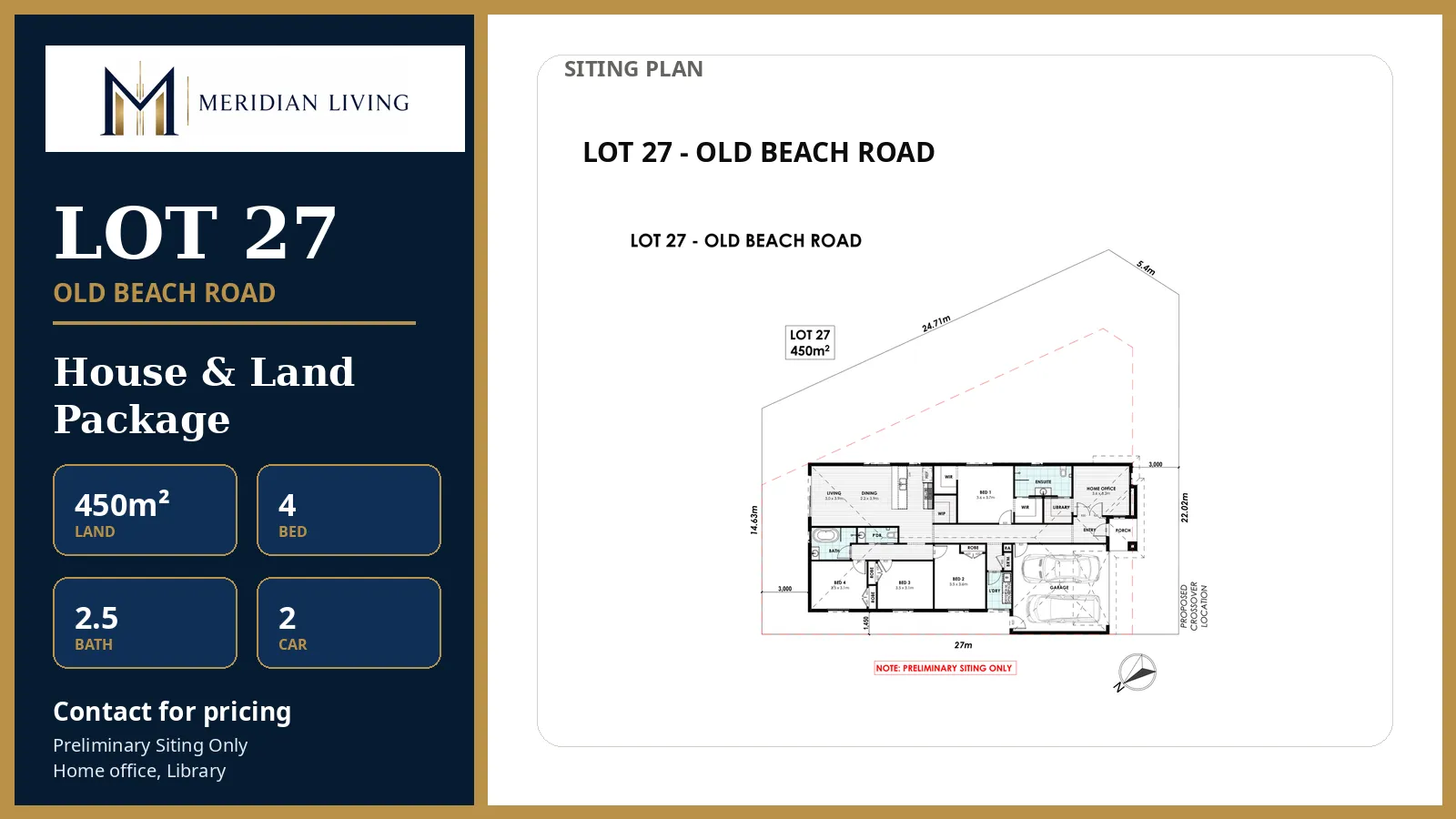 Lot 27 Old Beach Road — House and Land Package, 450m² with 4 bedrooms